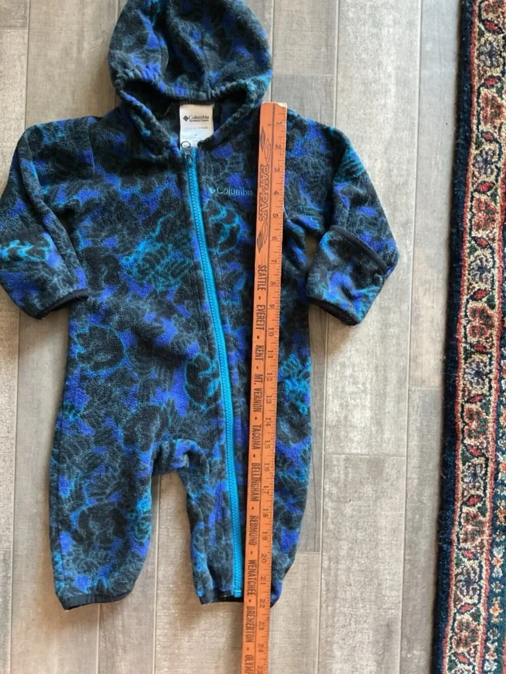 Columbia Rare Baby Vintage Fleece Printed One Piece Hooded 6 Months